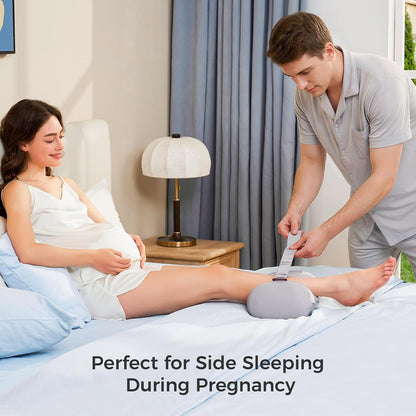Momcozy Knee Pillow for Side Sleepers, Soft Memory Foam & Pinch-Free Design, Relieve Knee, Leg and Sciatica Pain, Adjustable Elastic Strap Ideal for Pregnant Women and Seniors, White