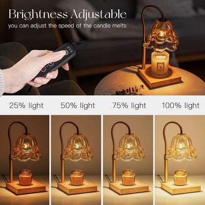 Candeldo Candle Warmer Lamp with Timer: Flower Gold Candle Lamps Height Adjustable Wax Melt House Warming Gifts New Home Decor Mothers Day Birthday Gift for Women Mom