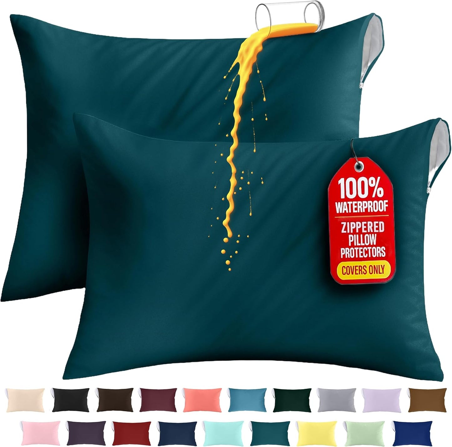 Utopia Bedding Premium 100% Waterproof Pillow Protectors with Zipper Standard Size (Set of 4), Bed Bug and Dust Mite Proof Zippered Pillow Covers, Pillow Encasement Cases, Gray