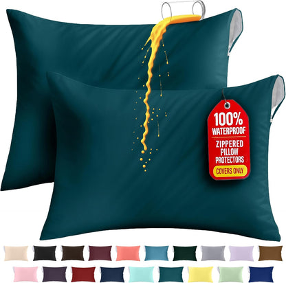 Utopia Bedding Premium 100% Waterproof Pillow Protectors with Zipper Standard Size (Set of 4), Bed Bug and Dust Mite Proof Zippered Pillow Covers, Pillow Encasement Cases, Gray