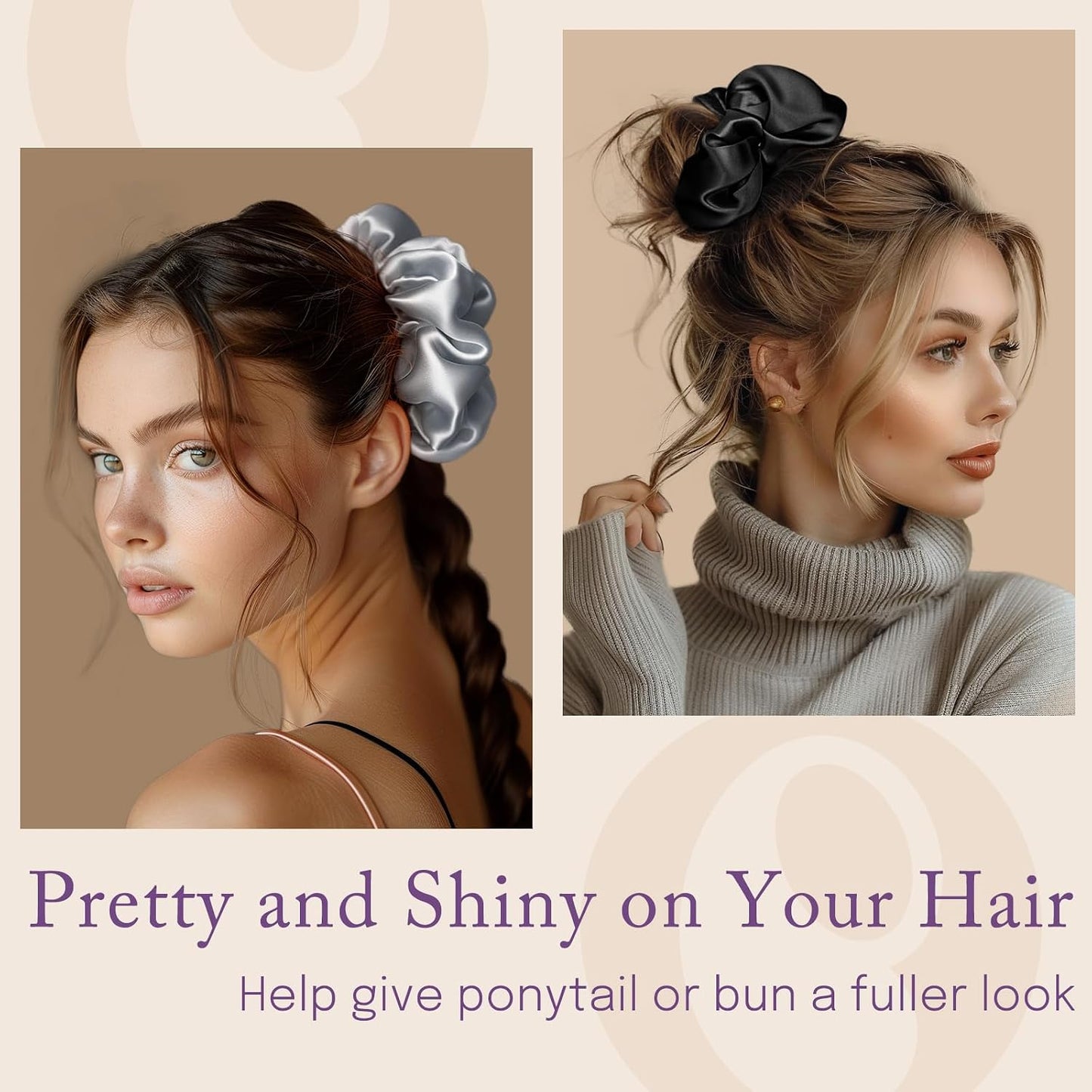 OLESILK Silk Scrunchies Oversized 100% Mulberry: Large for Women& Girls Long Thick Hair, Soft Smooth for No Damage Hair Care Sleeping