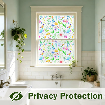Window Film, Frosted Privacy, One Way Tint, UV Block, Heat Insulation, Anti-Glare, Static Cling, Renter Friendly for Home Bathroom Door