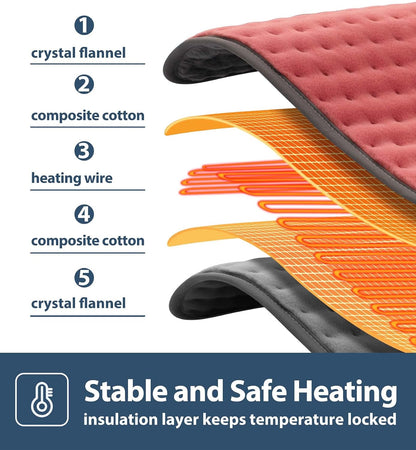 VALGELUIK Heating Pad for Back, Neck & Shoulder Pain Relief – 12"x24" Electric Heat Pad, Auto-Off, Machine Washable, Moist/Dry Heat Options – Thoughtful Mother's Day Gifts for Mom, Dad, Women & Men
