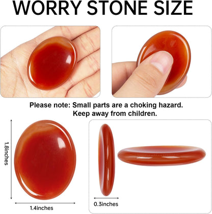 Rose Quartz Crystal Worry Stone for Anxiety Stress Relief, 1.8 Inch Thumb Fidget Stone for Meditation Reiki Healing, Mother's Day Gifts for Women, Hand Carved Pocket Palm Stone