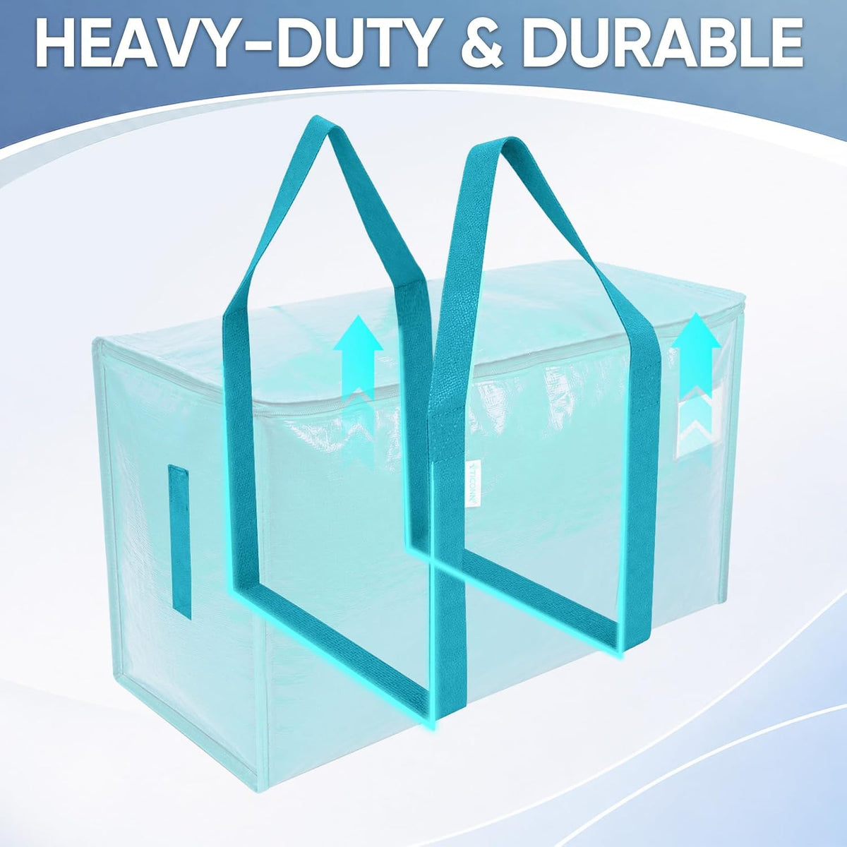 TICONN Extra Large Moving Bags Heavy Duty with Zippers & Carrying Handles, Durable Storage Bags Moving Boxes for Closet Organizers and Storage (Blue)
