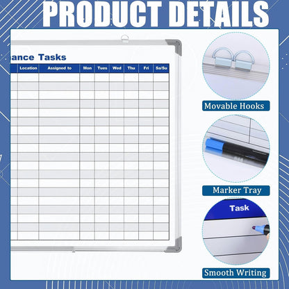Lincia Double Sided Magnetic Maintenance Task Whiteboard Large Dry Erase 36 x 24 Inch Erasable Task Planner White Board for Wall Employee Assignment Tracker for Office Managing and Tracking Tasks