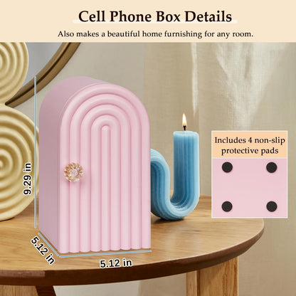 Phone Box for Family Time, Bamboo Cell Phone Jail, White