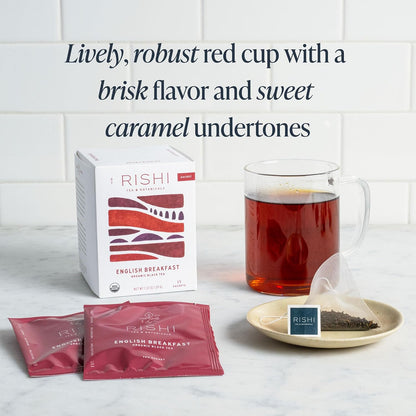 Rishi Tea English Breakfast Organic Black Tea Bags, Caffeinated, 15ct
