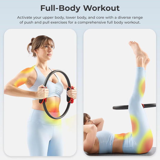 Sunny Health & Fitness 15” Pilates Ring, Fitness Circle for Toning, Strength Training, Core Exercises, Lightweight & Portable, Non-Slip Foam Grip, Home Gym & Yoga Equipment - NO. 106