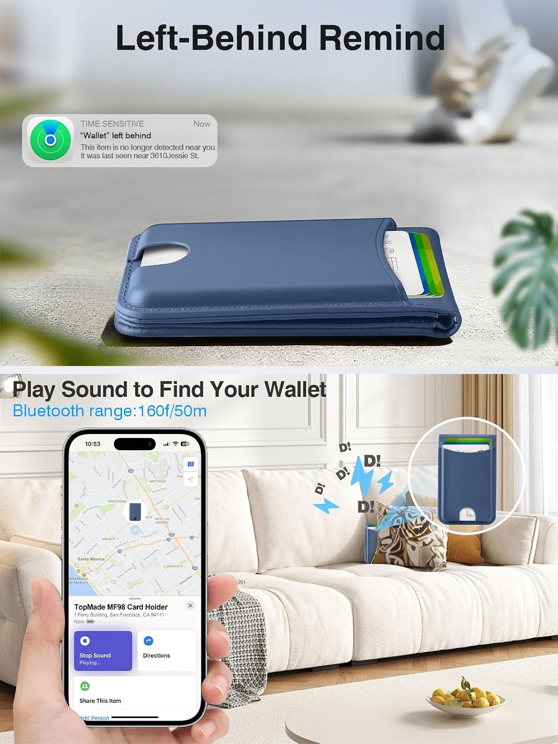 TopMade for MagSafe Wallet Works with Find My, Strongest Magnetic Wallet