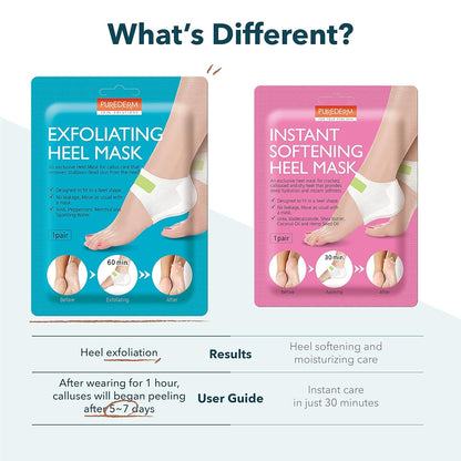 Purederm Exfoliating Foot Peeling Mask & Foot Peel for Dry Cracked Heels (1 Pack) – Dead Skin & Callus Remover for Feet, Rough Skin Care for Baby Soft Feet