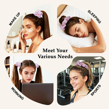 Satin Scrunchies for Women – 8PCS Blush & Brown Silk Hair Ties Set – No Crease, Frizz-Free, Gentle Elastic Hair Bands, Soft & Stylish Everyday Hair Accessories Gifts