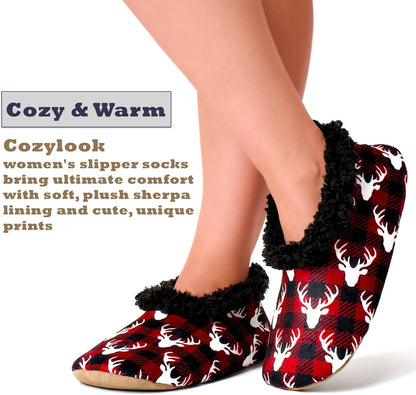 Cozylook Fuzzy Slippers for Women Indoor Soft Sole Slipper Socks with Non Slip Grippers Warm Fluffy