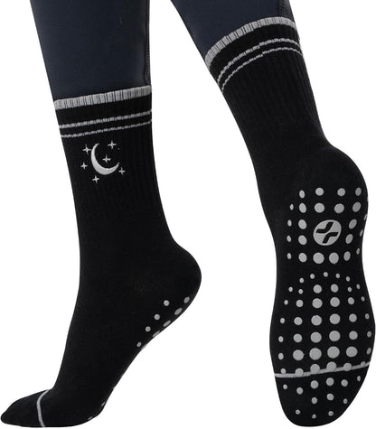 COOLMATE Pilates Socks with Grips for Women, Yoga Socks, Crew Non Slip Women for Barre, Pilates Gifts for Women - Colors A