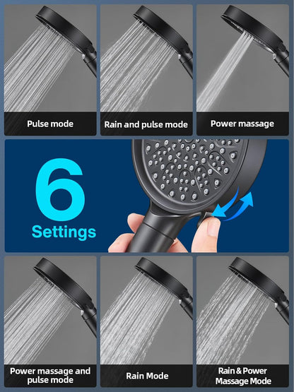 Cobbe Filtered Shower Head with Handheld, High Pressure 6 Spray Mode Showerhead with Filters, Water Softener Filters Beads for Hard Water - Remove Chlorine - Reduces Dry Itchy Skin, Chrome
