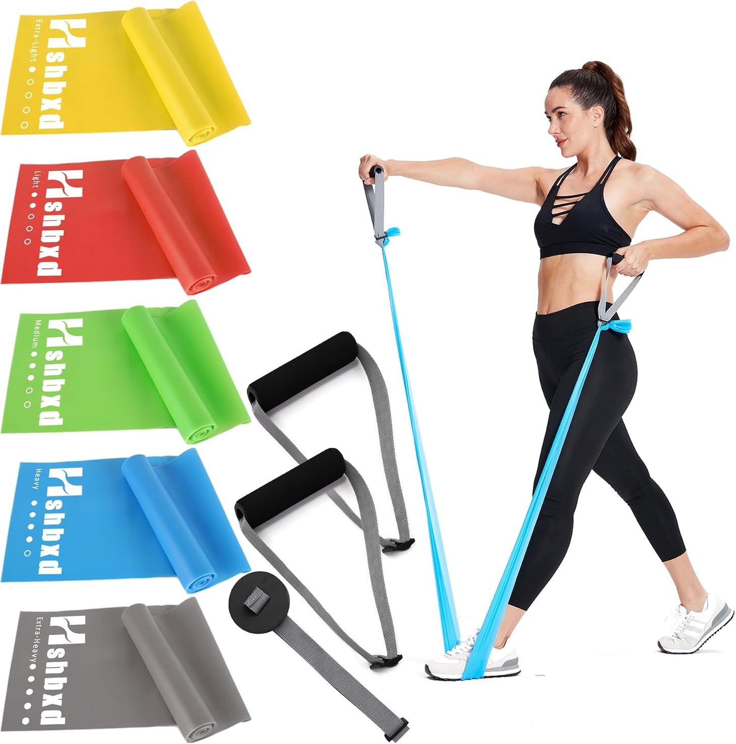 Resistance Bands for Physical Therapy, Bands for Working Out, Latex Free Elastic and Exercise Bands Set for Stretching, Suitable for Rehab, Yoga, Pilates, Gym, Home Exercise