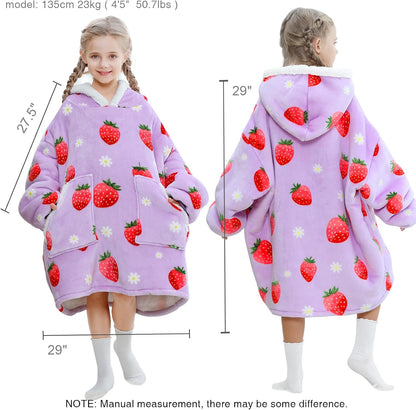 Kipswiza Wearable Blanket Hoodie Gifts for Women and Men, Oversized Cozy Warm Flannel Sherpa Hooded Blankets Sweatshirt with Giant Pockets for Adult and Teens, Dark Gray