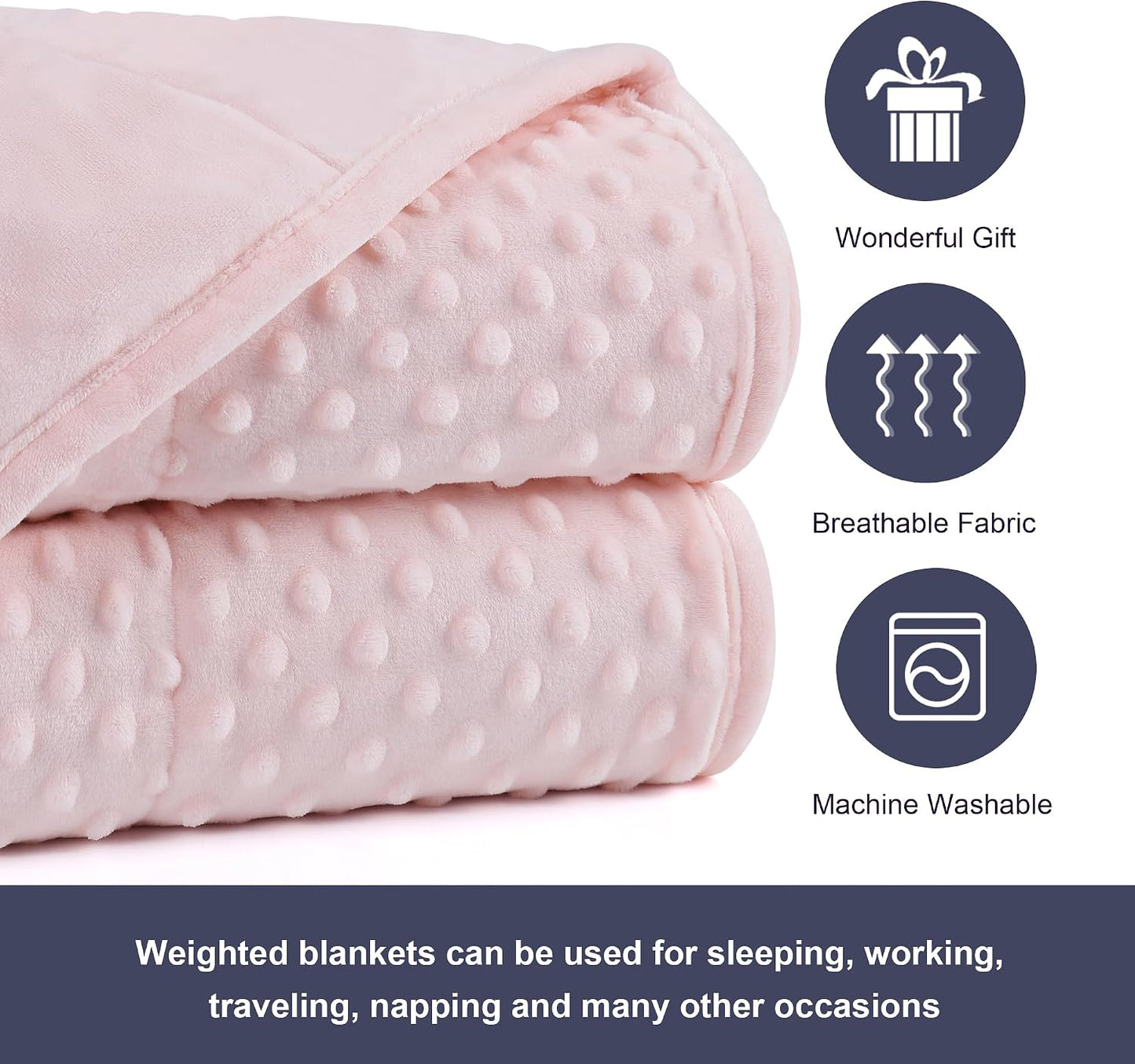 Alomidds Weighted Lap Blanket 7lbs, Cozy Luxury Breathable Weighted Blanket for Adults, Weighted Lap Pad for Travel, Relaxation, Sleeping, Purple, 29" x 24"