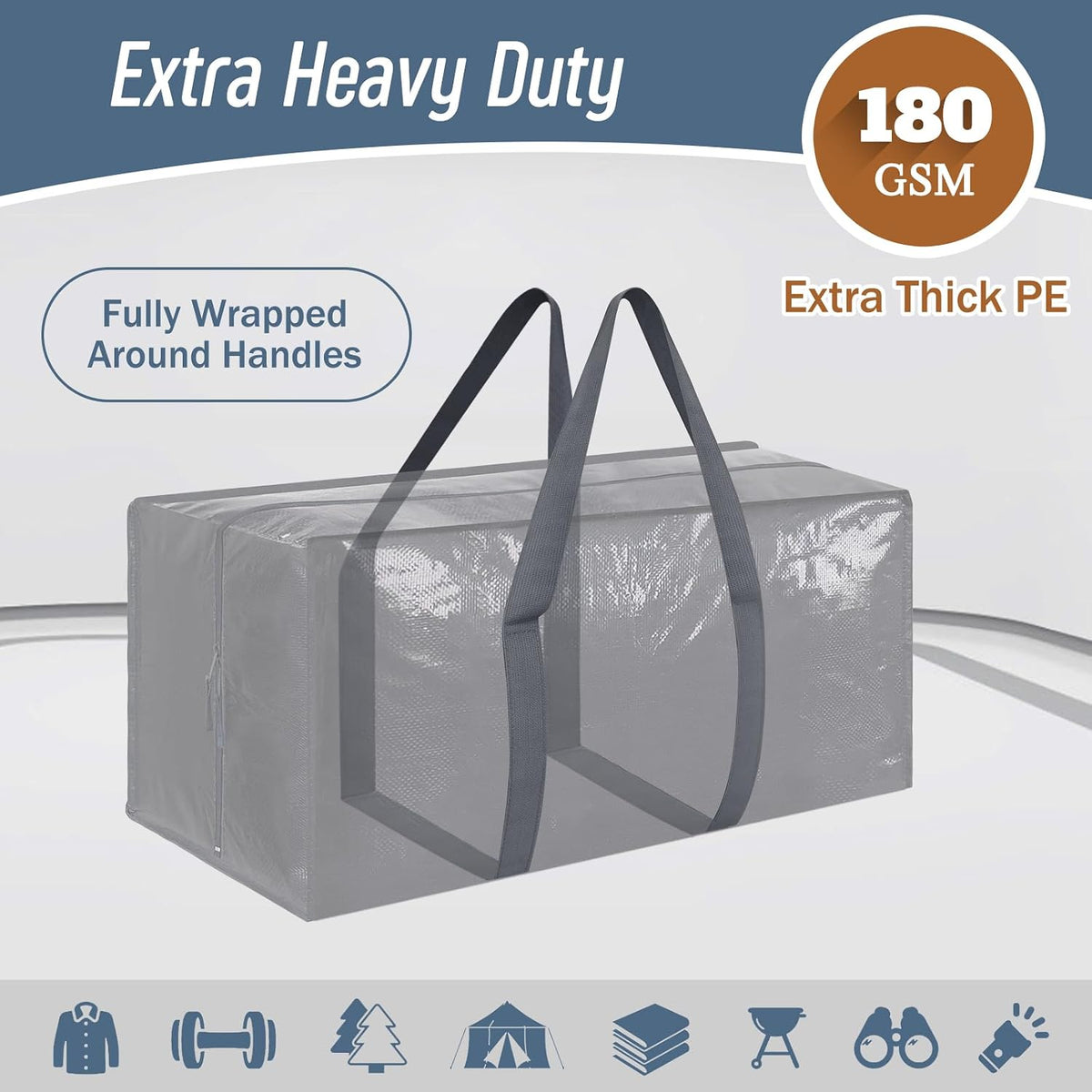 Extra Heavy Duty Large Moving Bags with Strong Zipper, Dark Blue