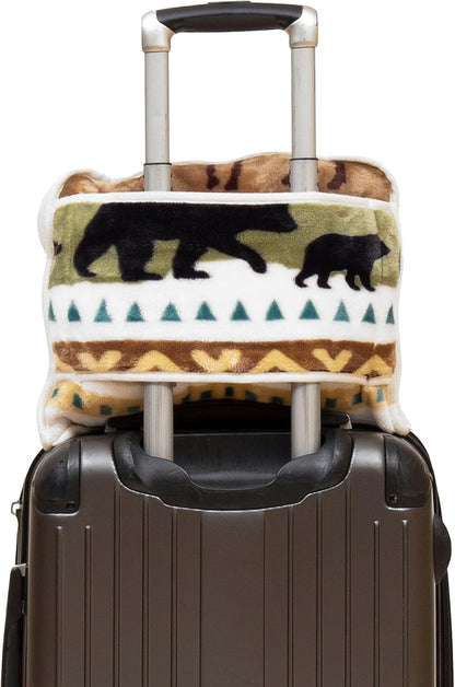 Carstens, Inc. Travel Blanket, Premium Compact 2-in-1 Airplane Blanket/Pillow, Open Sky Blue Aztec