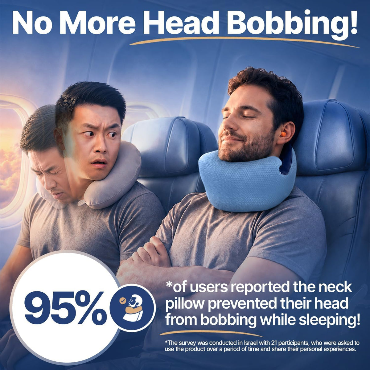 ComfyNap® Versatile Travel Neck Pillow for Airplane [Patented], 9 Positions in 3 Techniques, Plane Pillow with Pure Memory Foam, Travel Pillow with HeadRest Flight Sleep, Travel Essential - Mercury