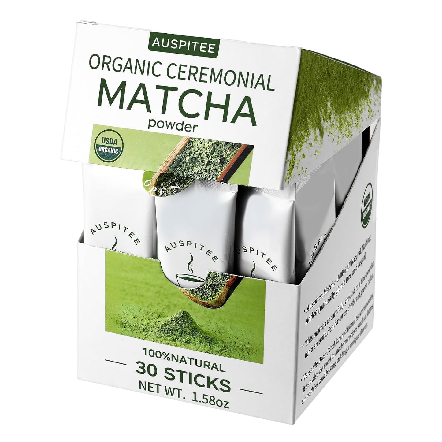 Matcha Latte Green Tea Powder Single Pack, Premium Barista Science Blend - Individual Matcha Bags (20)