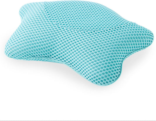 Non Slip Bath Pillow, Luxury Spa Bathtub Head & Neck Rest Support, Permeable Quick Drying Air Mesh Tub Pillow with 4 Large Suction Cups, Fits Any Tubs, Soft and Relaxing (White)