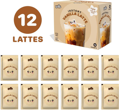 YULU FOODS Matcha Instant Latte Mix (12 Servings, 8.47 oz) | 3-in-1 Japanese Matcha Latte Powder with Creamer & Sugar | Non-Dairy | Hot or Iced Café-Style Latte in Seconds
