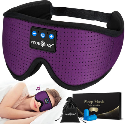 MUSICOZY Sleep Headphones, Bluetooth 5.4 Sleep Mask Headband Headphones Sleeping Eye Mask, Wireless Music Earbuds Earphones with HD Stereo Speakers for Side Sleepers, Cool Gadgets Unique Gift