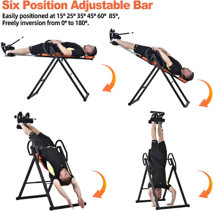 Teclor Inversion Table for Back Pain Relief, 350 lbs Capacity Strength Training Inversion Equipment, Decompression Table for Pain Therapy Training with Safe Belt & Comfortable Ankle Holders