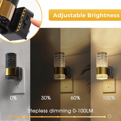 L LOHAS LED Night Lights Plug into wall, Amber Night Light with Adjustable Brightness, Plug in NightLight with Auto Light Sensor, Wall Sconce-Style Design Night Light for Bathroom,Hallway, 2 Pack