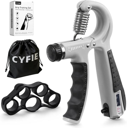 CYFIE Grip Strength Trainer Kit Adjustable 10-132Lbs Hand Exerciser Counter