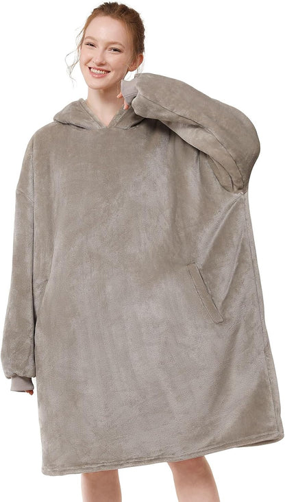 LetsFunny Blanket Hoodie,Oversized Wearable Sherpa Fleece Blanket Sweatshirt,Super Soft Warm Cozy with Giant Pocket,Gifts for Women Men Adults Teenagers, One Size Fits All