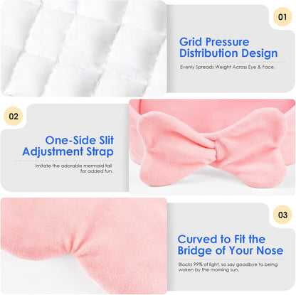 Weighted Eye Mask for Sleeping, Soft Minky Sleep Mask for Side Sleeper with Adjustable Buckle, 100% Blockout Design, Ideal for Meditation, Relaxation and Travel, Includes Storage Pouch (Grey)