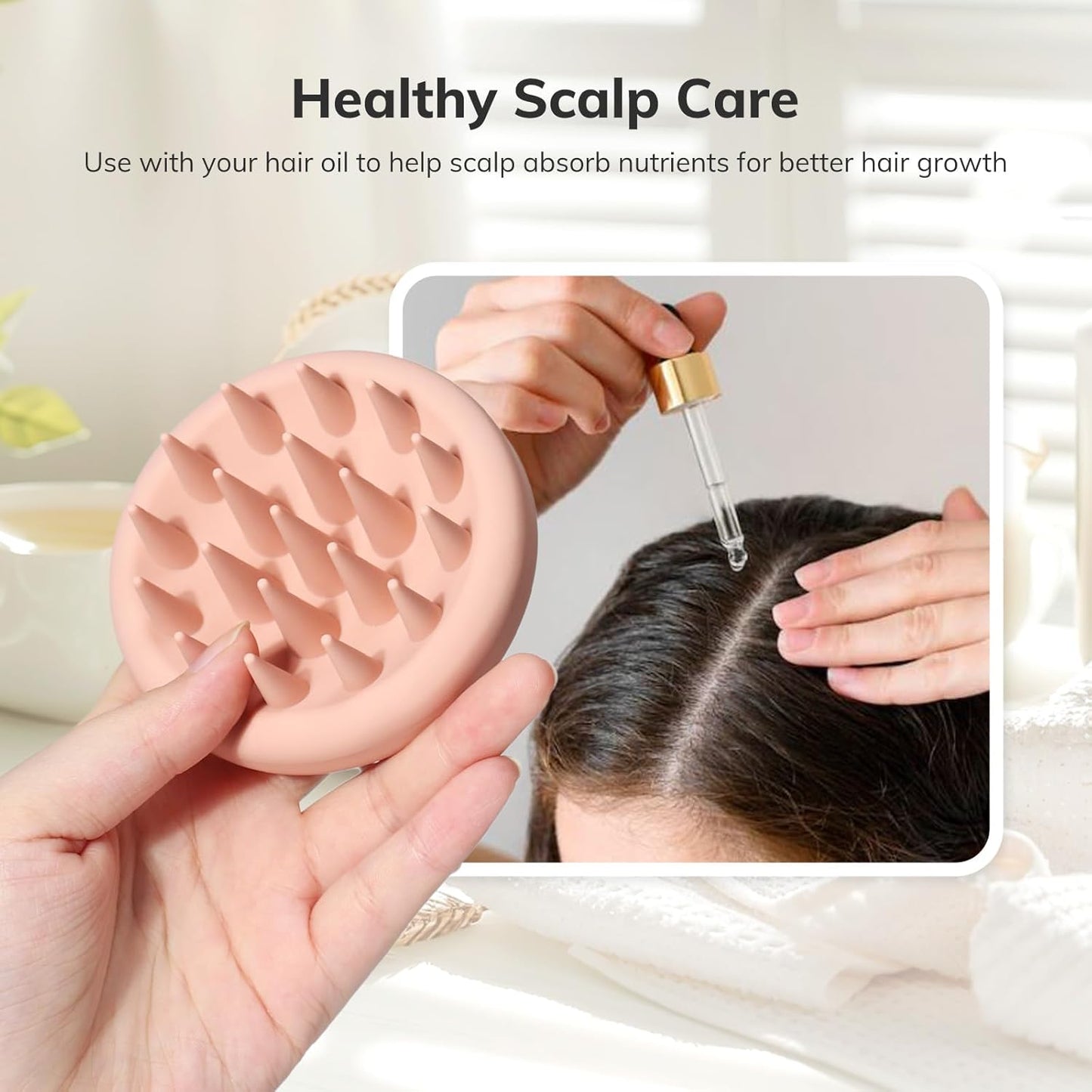 Sndyi Silicone Scalp Massager Shampoo Brush, Hair Scrubber with Soft Silicone Bristles, Scalp Scrubber/Exfoliator for Dandruff Removal, Wet Dry Scalp Brush for Hair Growth & Scalp Care, Oatmeal