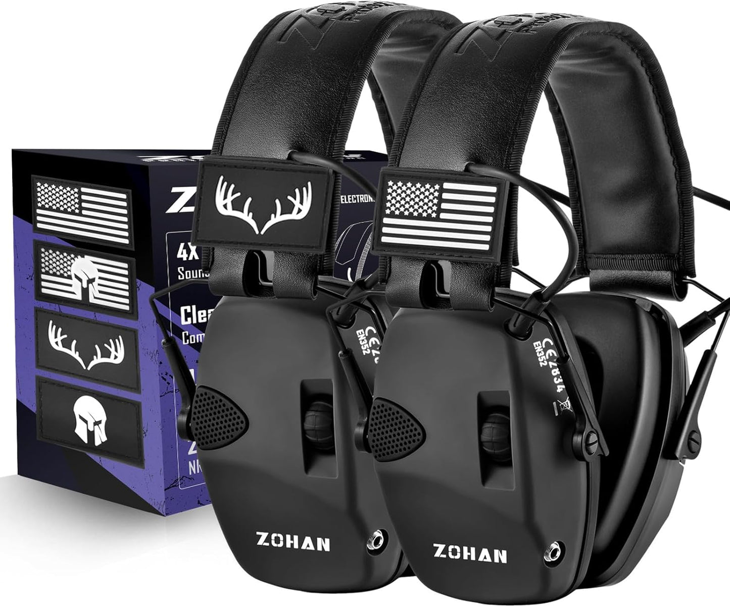 ZOHAN Electronic Shooting Earmuffs Built in Ambient Sound Amplifier, Hearing Protection for Shooters, NRR 23dB Noise Reduction, Ideal Gun Range Ear Protection Headphones for Hunting-Black&Purple