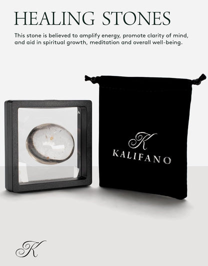KALIFANO Palm Stone with Healing & Calming Effects - AAA+ Grade High Energy Worry Stone with Information Card - Reiki Crystal Used for Courage (Family Owned and Operated)