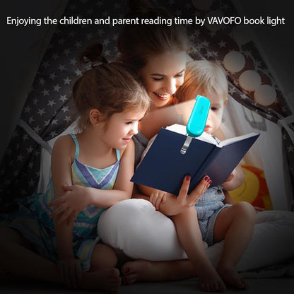 VAVOFO USB Rechargeable Book Light, Blue Light Blocking, Amber Clip-On Bookmark Shaped Reading Light, Eye Care 6 LEDs With 9 Lighting Modes for Bookworms (Grey)