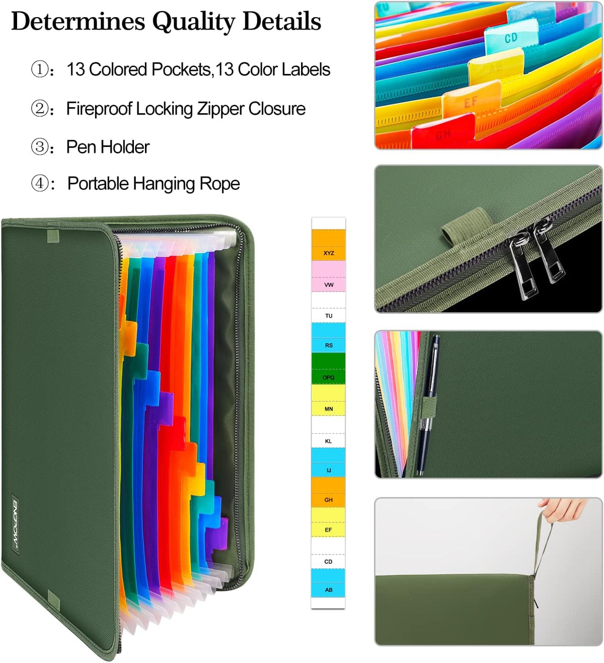 ENGPOW Expanding File Folder,Fireproof 13 Pockets Document Organizer Bag