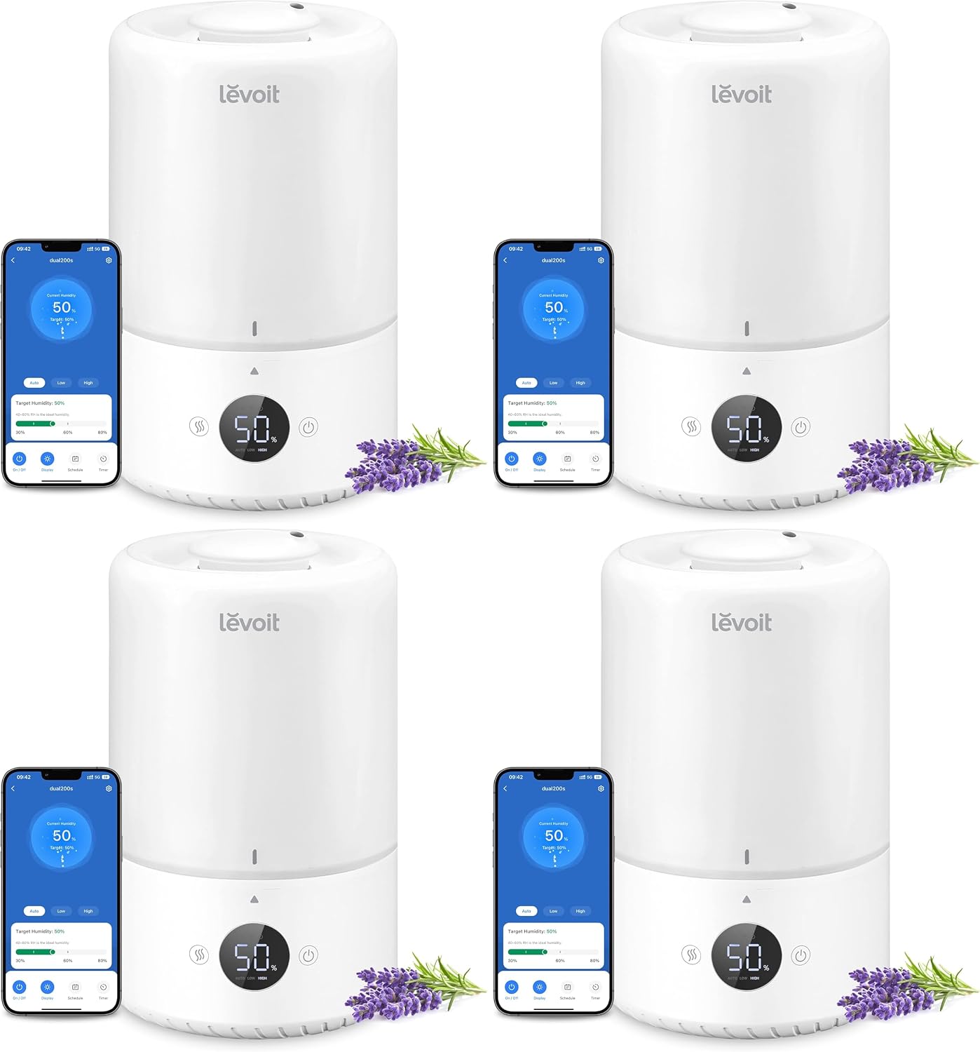 LEVOIT Humidifiers for Bedroom, Quiet, 3L Cool Mist, Essential Oil Diffuser | Top Fill/25Watt - Home/Large Room - 360° Nozzle - Rapid Ultrasonic Humidification for Baby Nursery/Plant