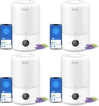 LEVOIT Humidifiers for Bedroom, Quiet, 3L Cool Mist, Essential Oil Diffuser | Top Fill/25Watt - Home/Large Room - 360° Nozzle - Rapid Ultrasonic Humidification for Baby Nursery/Plant