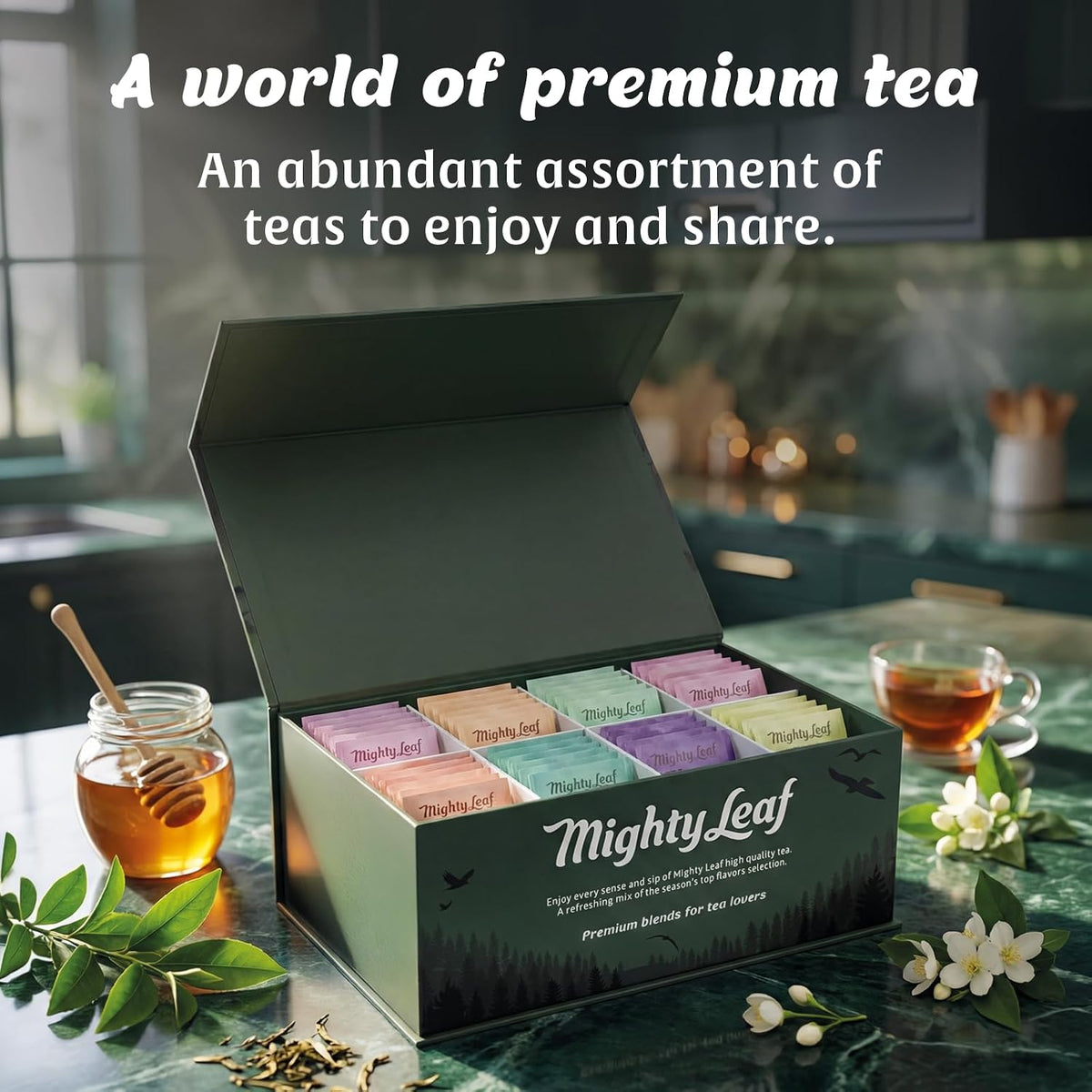 Mighty Leaf Tea Sampler - Assorted Flavors Gift Box - 40 Pouches