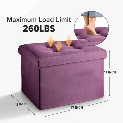 LINMAGCO Ottoman with Storage Small Foot Rest Stool Under Desk Stool Short Folding Footrest for Living Room Bedroom Home Office Dorm Dark Gray 16X12X12IN