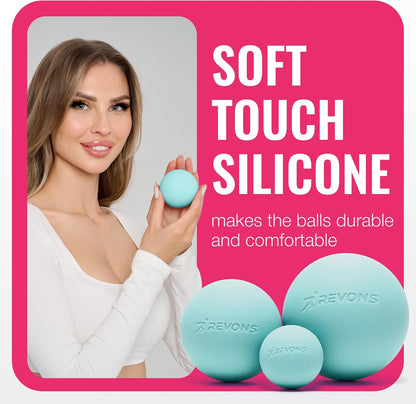 3 in 1 Massage Ball Set – 2.5", 1.9" & 1.2" Firm Silicone Balls for Myofascial Release, Trigger Point Therapy, Back & Foot Pain Relief, Face Fitness, Yoga, Deep Tissue Recovery (Turquoise)