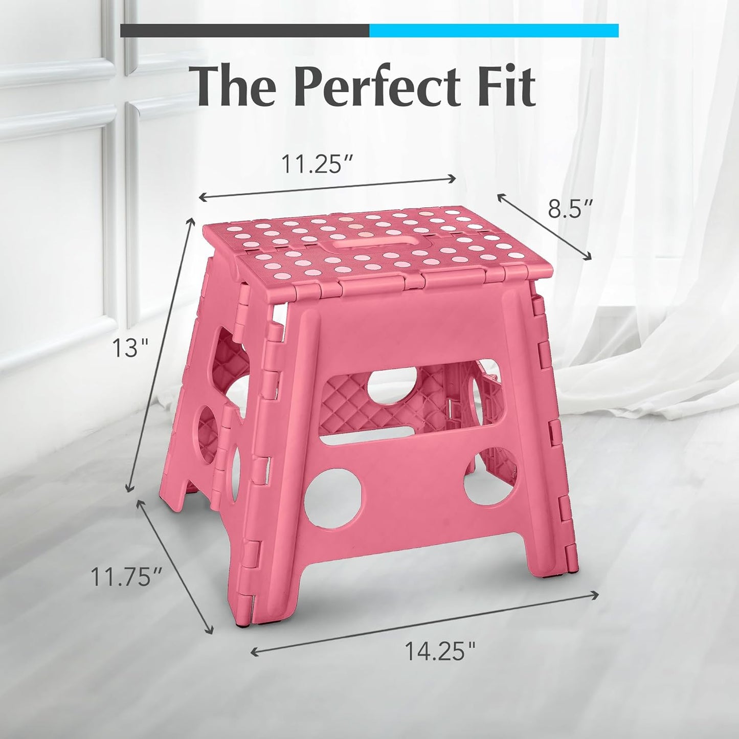 Handy Laundry Folding Step Stool - Sturdy Enough Collapsible Stool to Support Adults - Opens Easy with One Flip - Great for Kitchen, Bathroom or Bedroom (Black - 9 Inch)