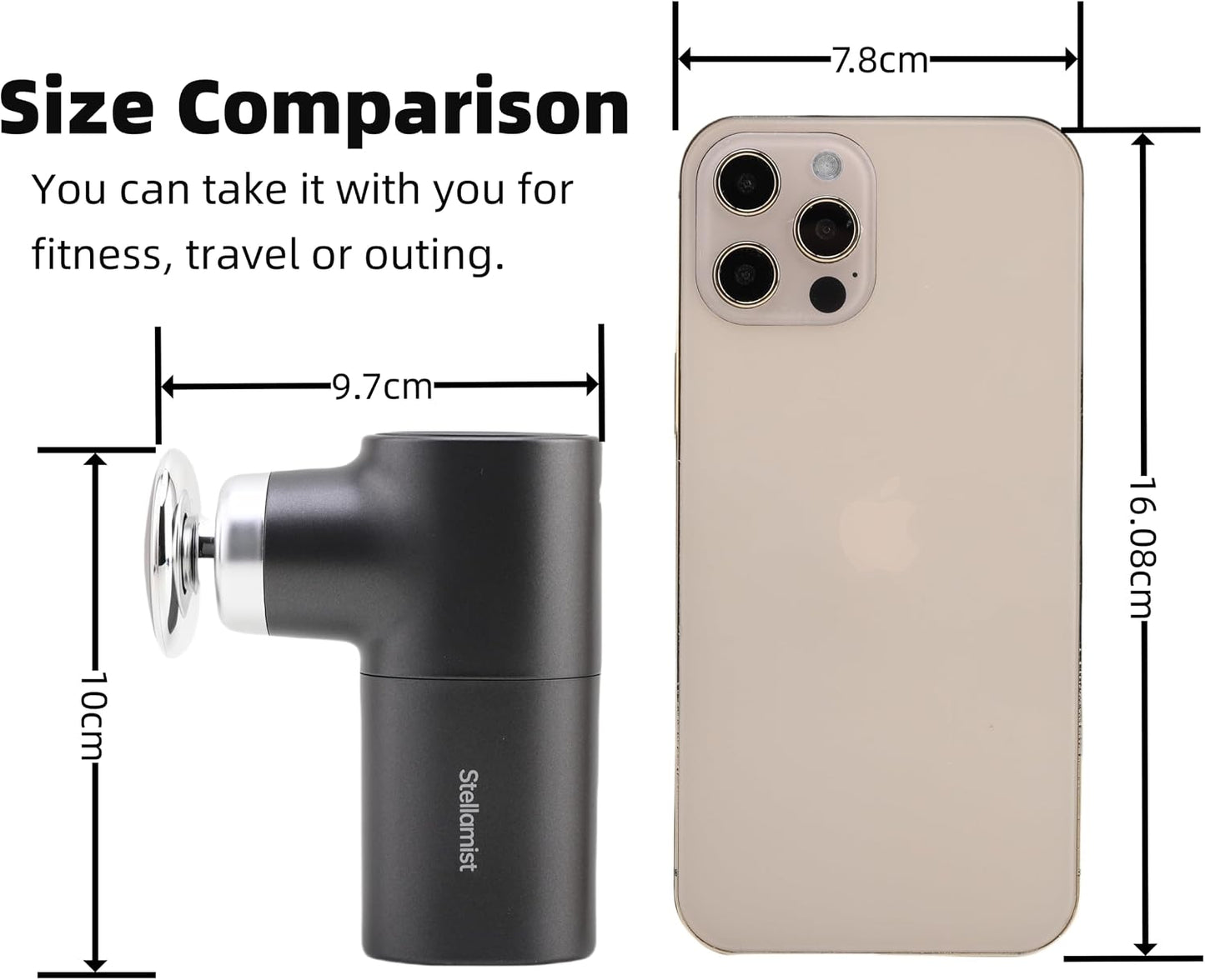 Mini Thermal Massage Gun with Heat, Portable Hand Held Massager Gun, Portable Percussion Muscle Massager with 4 Massage Heads for for Dad, Office, Home, Athletes