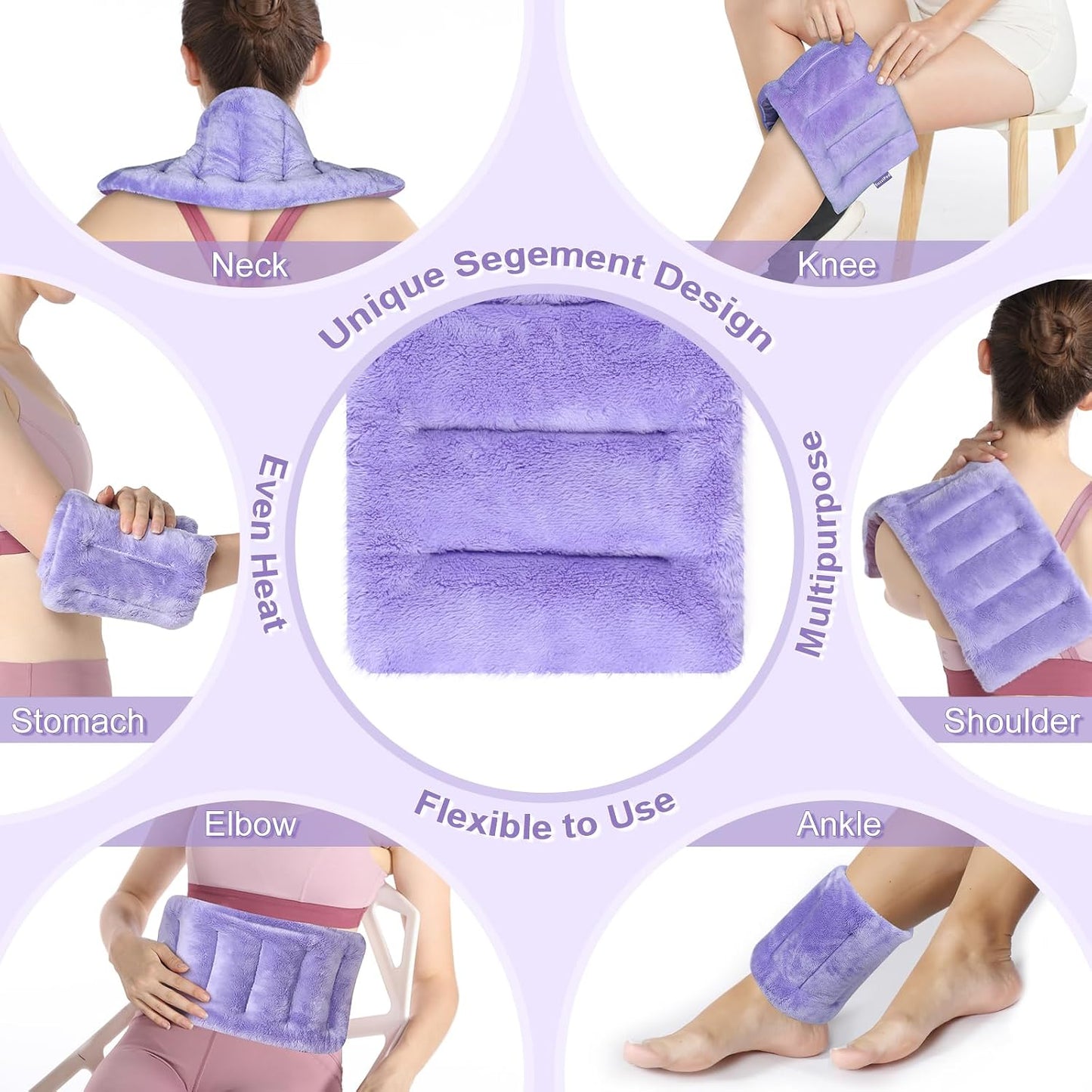 SuzziPad Microwavable Heating Pads for Neck and Shoulder Back Discomfort, 7x16 Fatigue Soothing Heated Pad Microwave, Moist Hot Packs, Unscented Heat Pack for Aches, Sore Muscle, Gray
