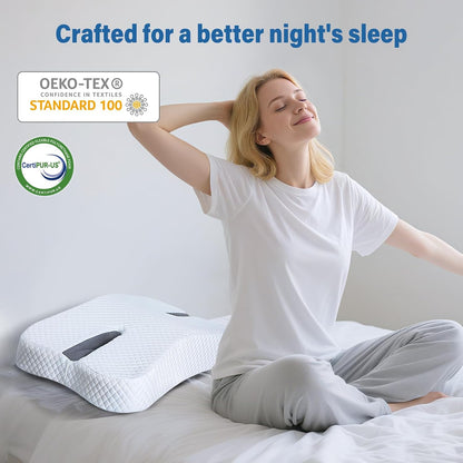 SAHEYER Anti-Snoring Pillow for Side Sleepers, Stop Snore Aid with Memory Foam, Orthopedic Pillow for Sleeper, Snoring Solution and Remedy, Anti-Snore Devices, White