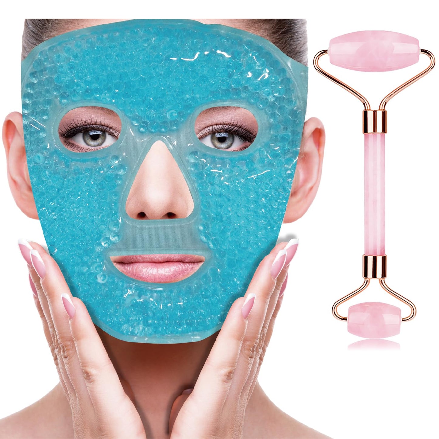 ZNÖCUETÖD Cold Face Eye Mask Ice Pack Reduce Facial Puff, Dark Circles, Hot Cold Compress Pack, Face SPA Gift for Woman Sleeping, Pressure, Headaches, Skin Care, Post Laser Cosmetic Care, Reversible