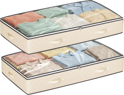 Budding Joy 95L Under Bed Storage Containers, 4 Pack Closet Organizers Grey